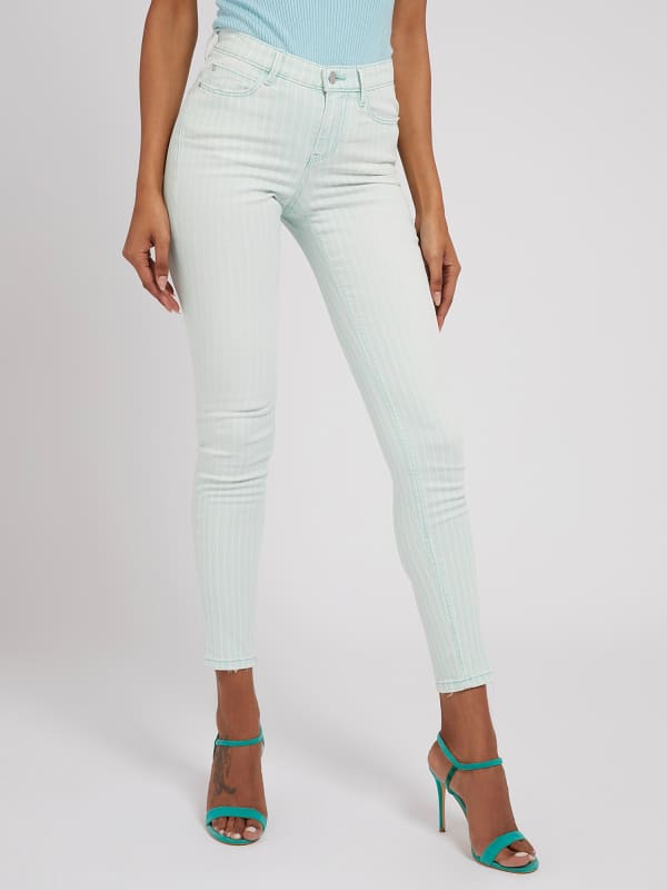 Gestreifte Denim-Hose Skinny Fit