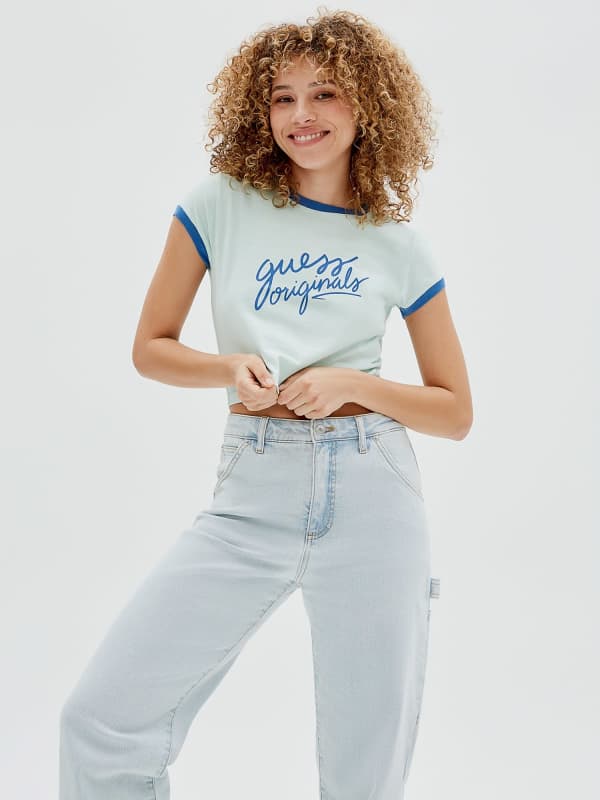 Guess Front Logo Crop T-Shirt