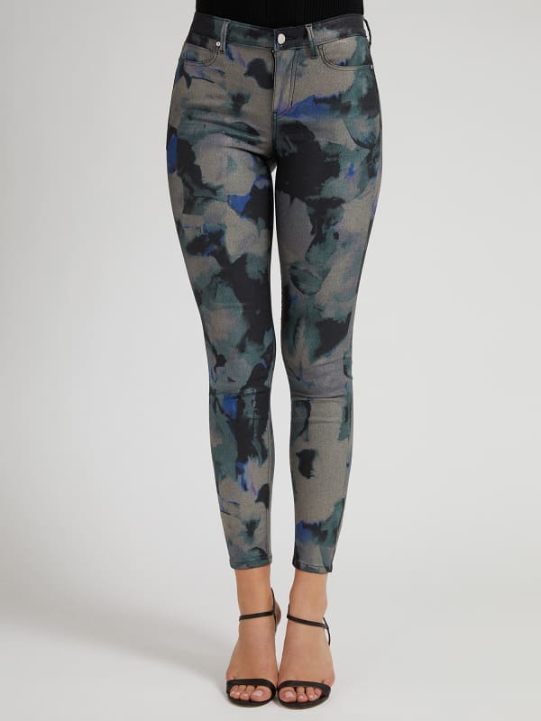 Guess W Spodnie W Kwiatowy Print Fason Skinny Wzór Wielokolorowy, Rozmiar 24