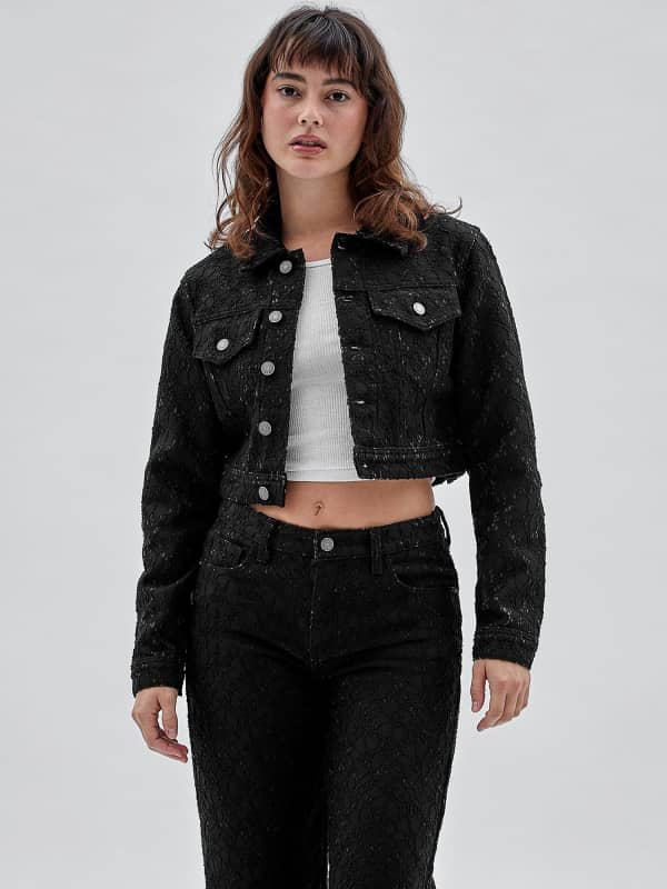 Guess Originals Lace Denim Crop Jacket