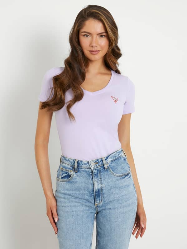 T-Shirt En Stretch Avec Petit Logo Triangle