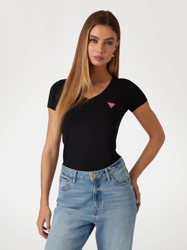 T-Shirt En Stretch Avec Petit Logo Triangle