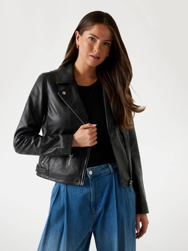 Guess Genuine Leather Biker Jacket