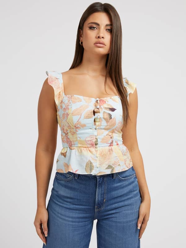 Guess All Over Floral Print Top