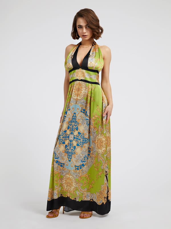 Langes Kleid Mit Barock-Print
