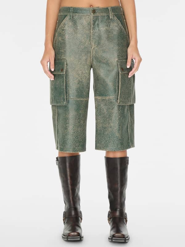  Guess High Waist Wide Leg Lederhose 