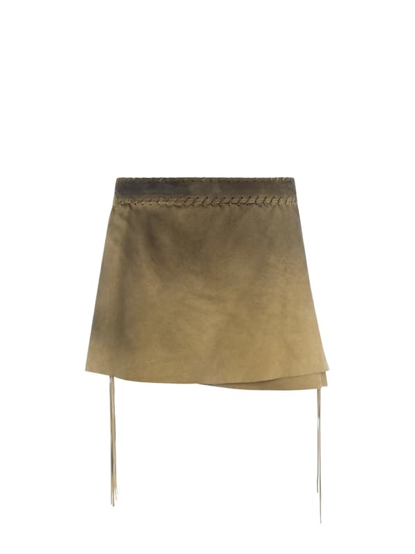 Mid Waist Velourslederrock