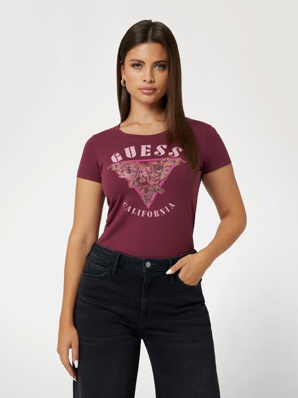 T-Shirt Met Bloemenlogo