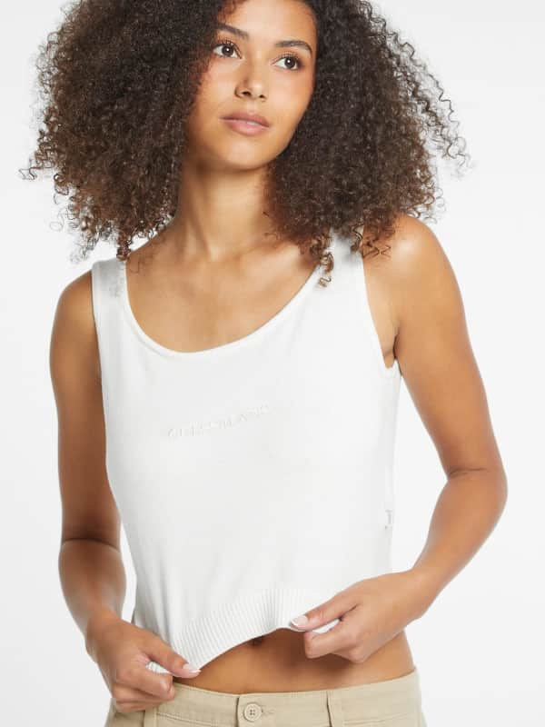 Strick-Tanktop U-Ausschnitt Seiden- Und Wollmix