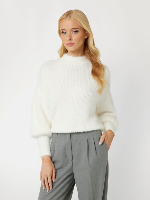 Pullover Mit Rundhalsausschnitt Aus Flauschgarn
