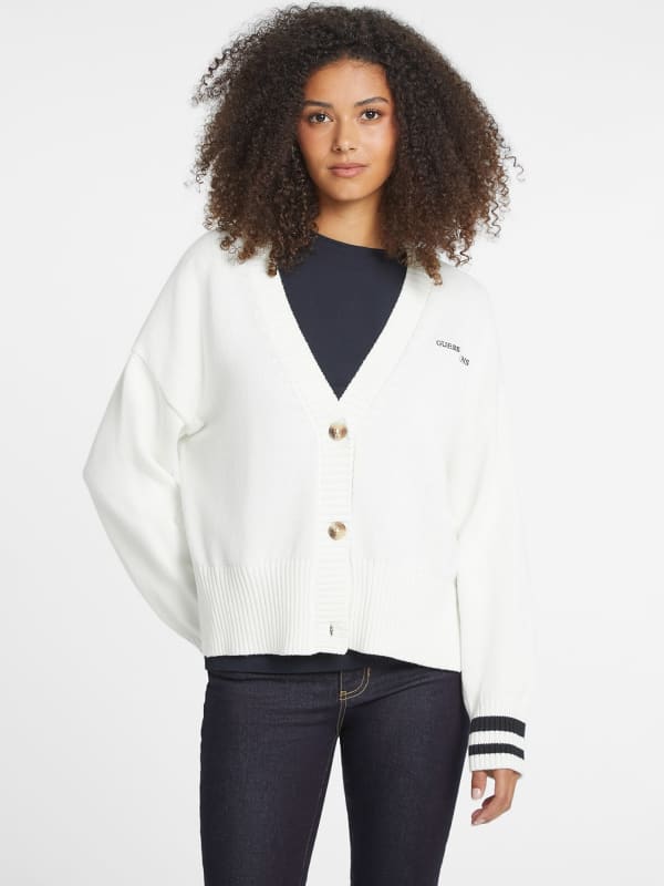 College-Cardigan Logostickerei