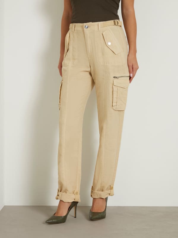 pantalon cargo en lin mélangé