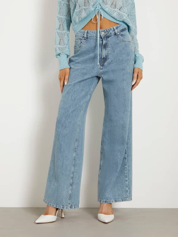 Denimowe Spodnie Fason Wide Leg