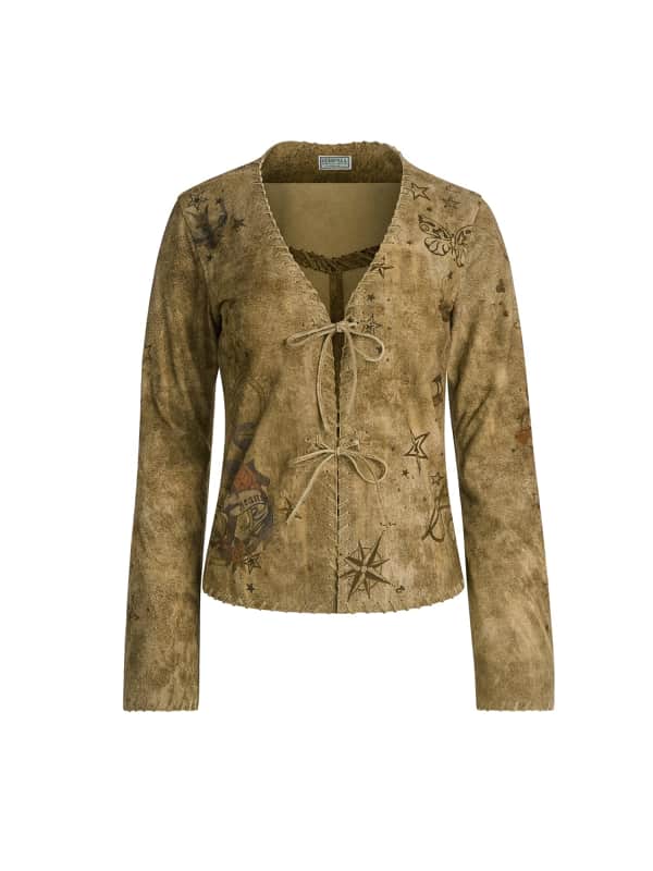 Bedrucktes Veloursleder-Shirt