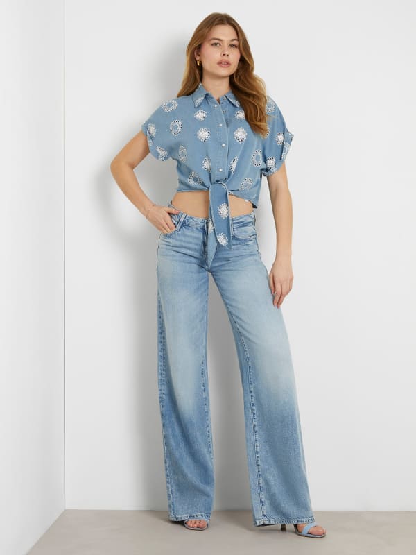  Guess Bestickte Jeansbluse 