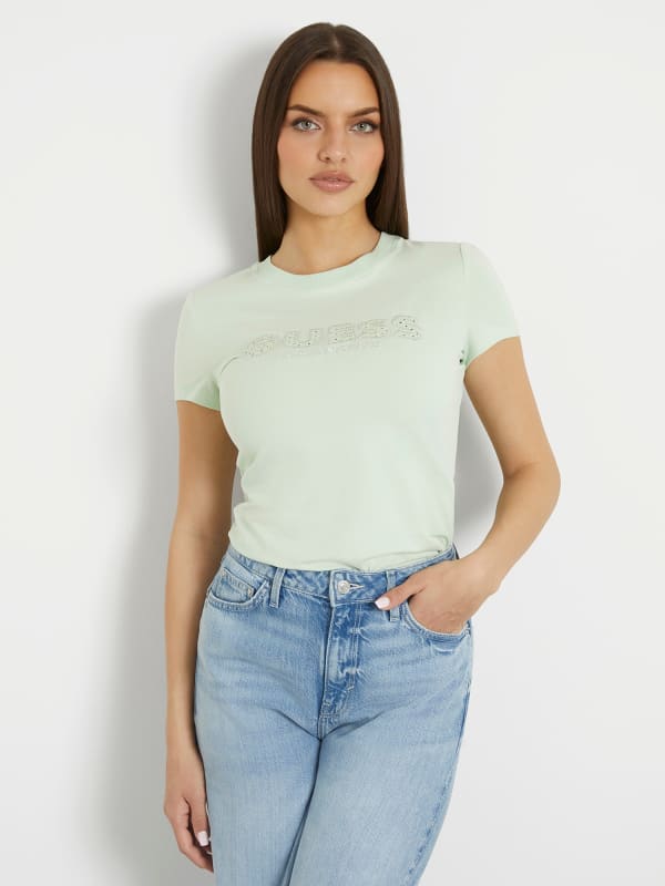 Guess Sangallo Front Logo Stretch T-Shirt