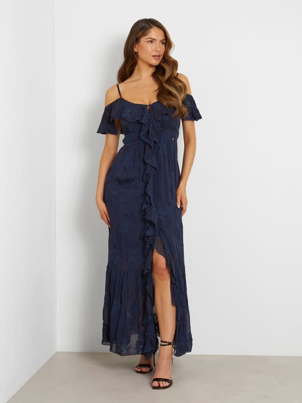 Robe Longue En Soie Mélangée