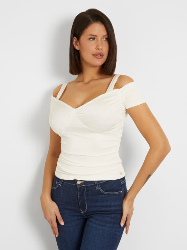 Top Brillant Côtelé