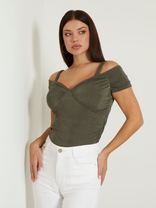 Top Brillant Côtelé