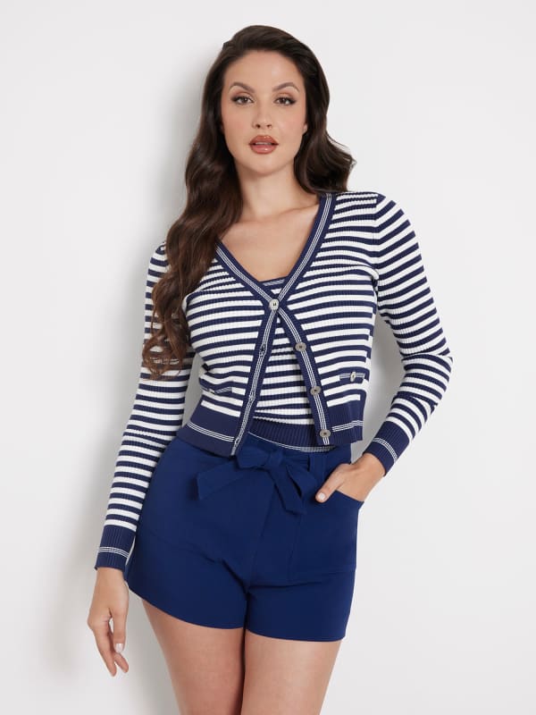 Gilet Rayé En Maille Côtelée