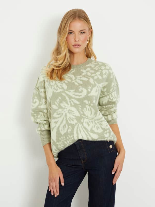 Pull Jacquard À Fleurs