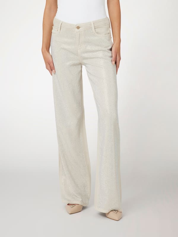 Sexy Palazzo Jeans Mit Strass
