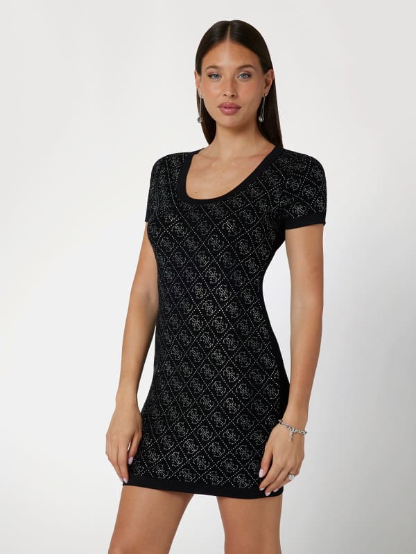 Kurzes Kleid 4G-Logo Strass
