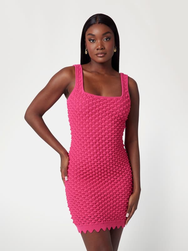 Kurzes Kleid Pointelle-Strick
