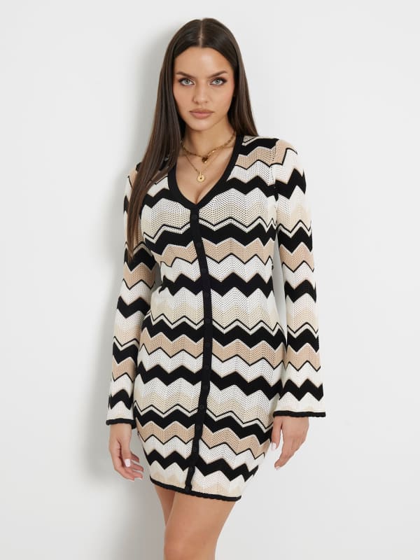 Kurzes Gestreiftes Strickkleid