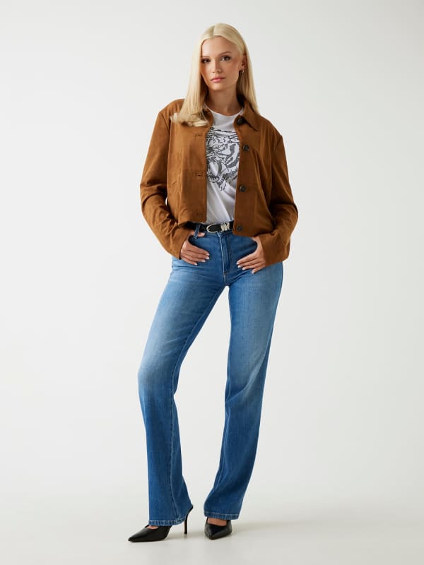  Guess Cropped Velourslederimitat-jacke 