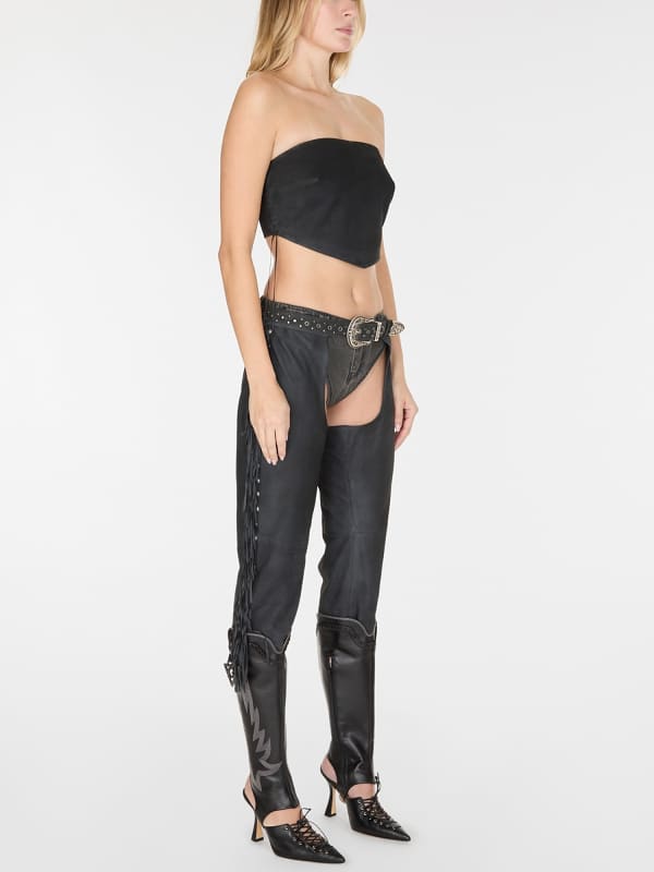  Guess Caprihose Aus Veloursleder Mit Chaps 