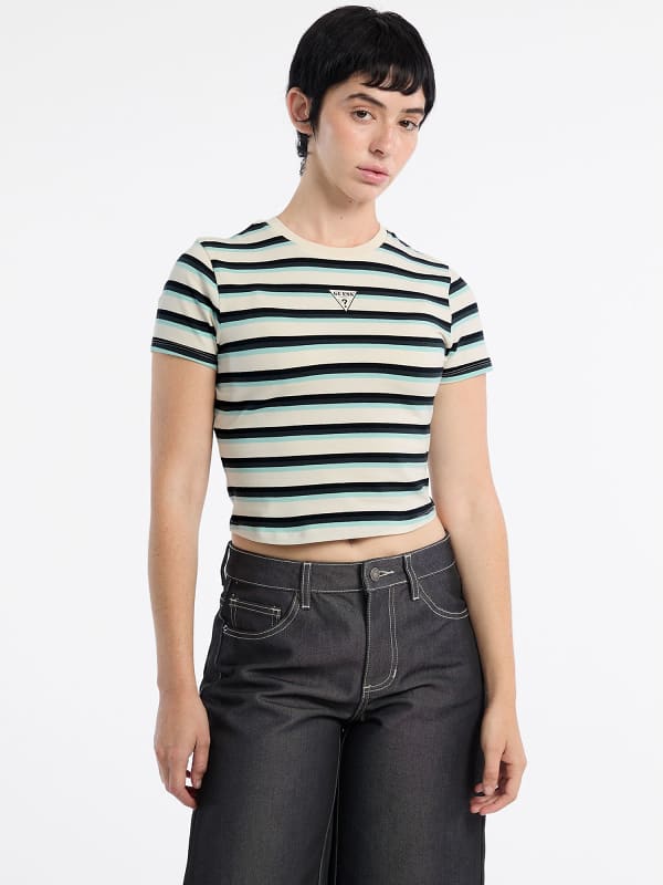 Gestreiftes Cropped T-Shirt