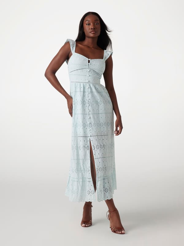 Langes Kleid Lochstickerei