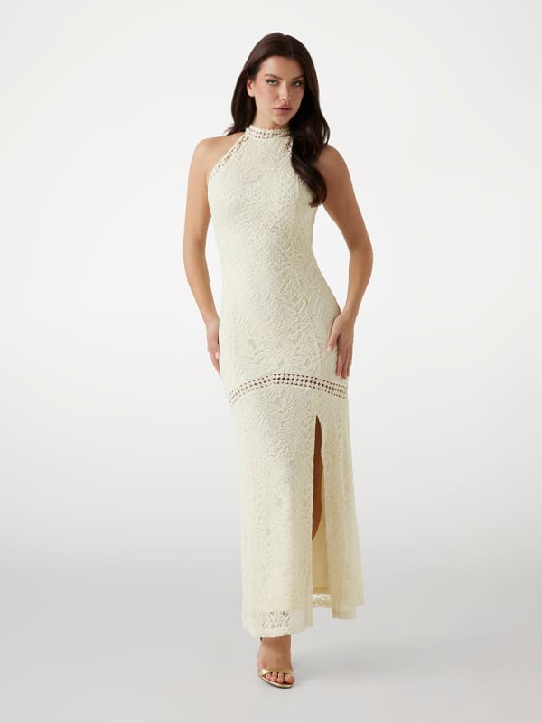 Langes Bodycon-Spitzenkleid