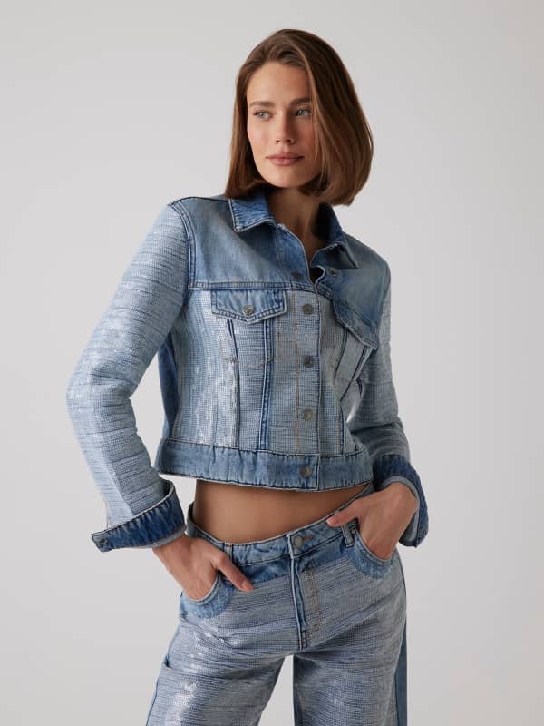 Jeansjacke Pailletten