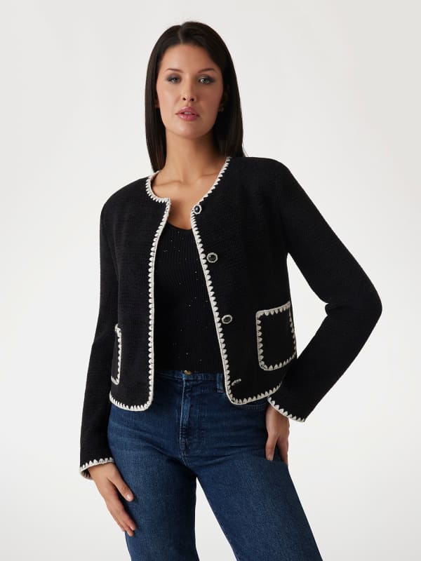 Twill-Jacke Mit Kontrastnähten