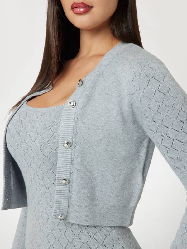 Cropped Strick-Cardigan Lochmuster