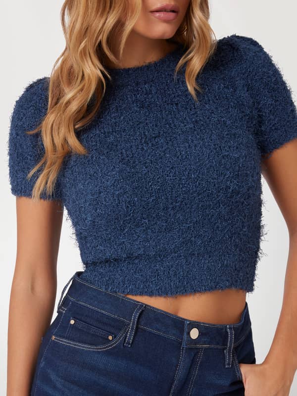 Cropped Bouclé-Pullover