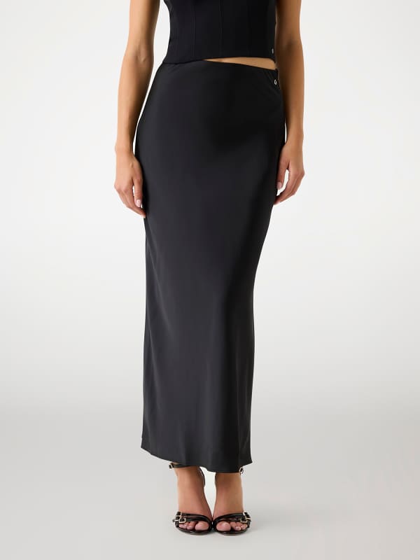 Langer Satinbleistiftrock