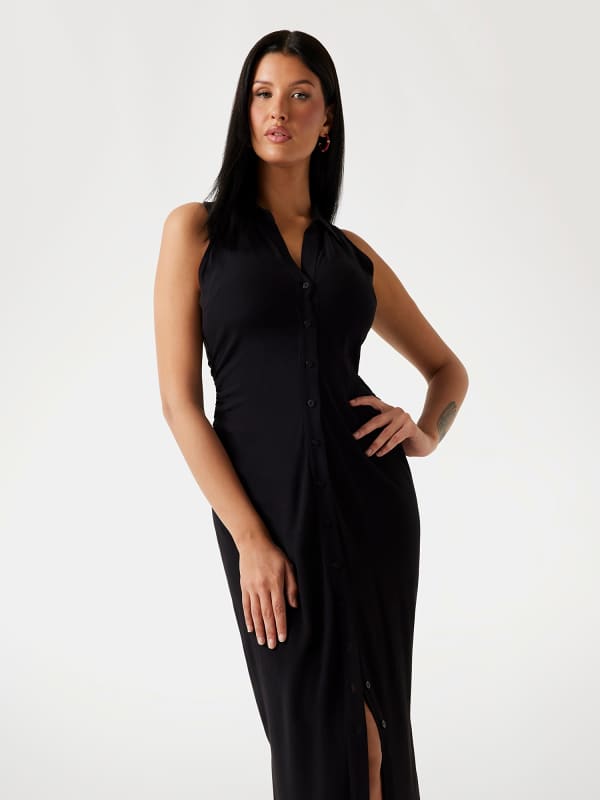  Guess Langes Kleid Knopfleiste 