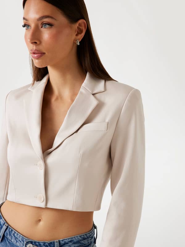  Guess Figurbetonter Crop Twill-blazer 