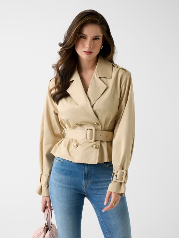  Guess Cropped Trenchcoat Mit Gürtel 