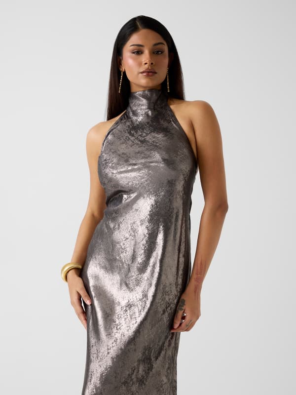  Guess Langes Kleid Mit Halterneck-ausschnitt 