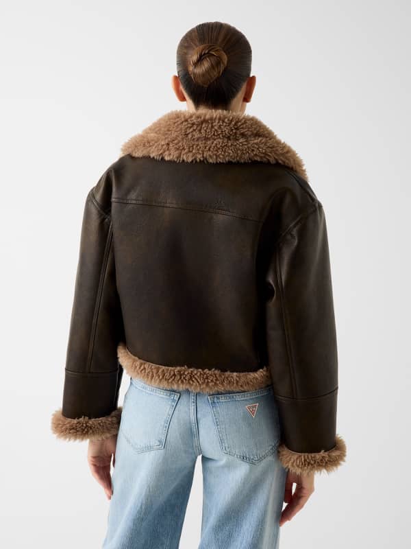  Guess Bikerjacke Aus Kunstfell 