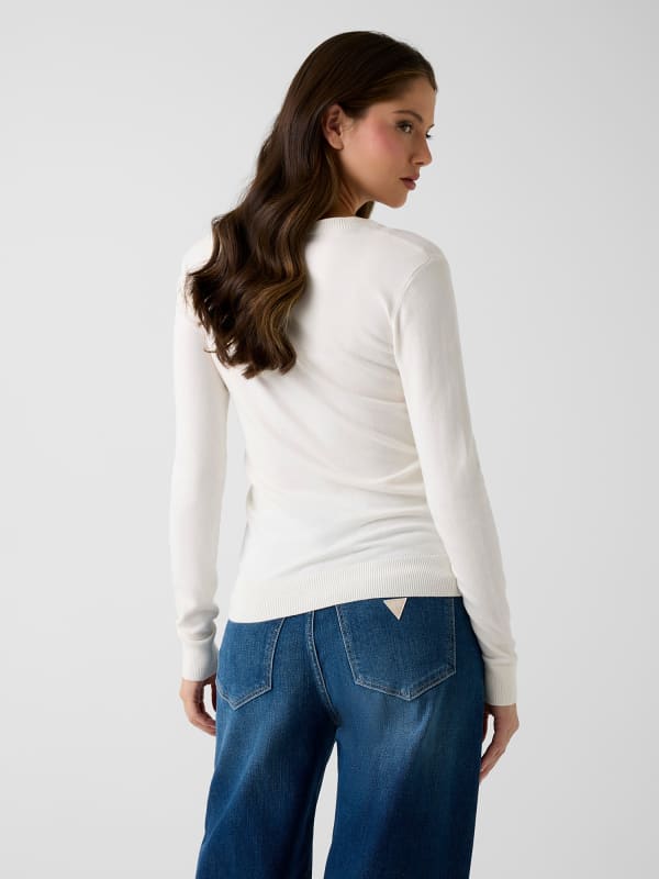  Guess Pullover Mit Glitzersteinen Im Logo 