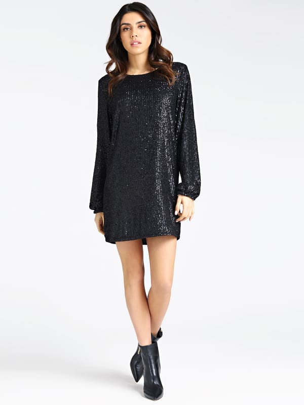 guess black sequin dress