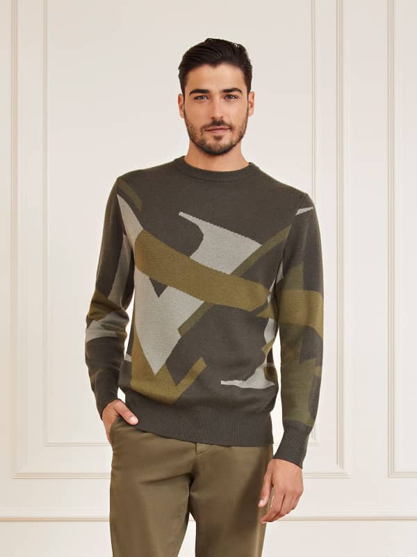 Guess Marciano Crew Neck Wool Blend Sweater