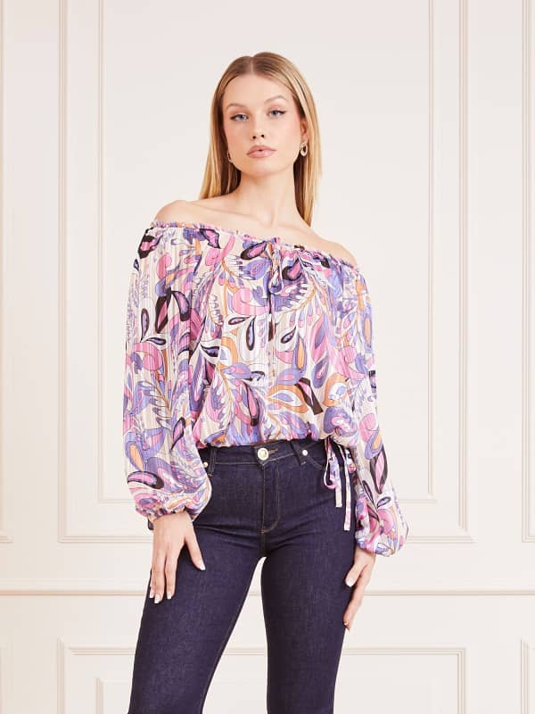 GUESS Blusa Con Estampado Cachemira Lúrex Marciano