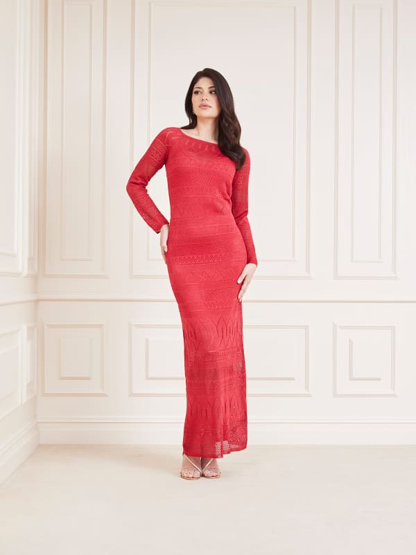 GUESS Robe Bodycon Longue Lurex Crochet Marciano