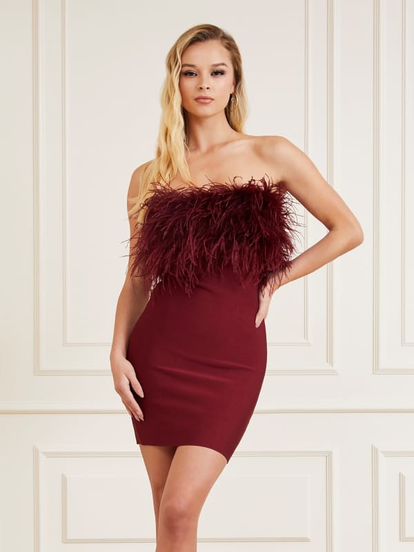 GUESS Vestido Corto Con Plumas Marciano